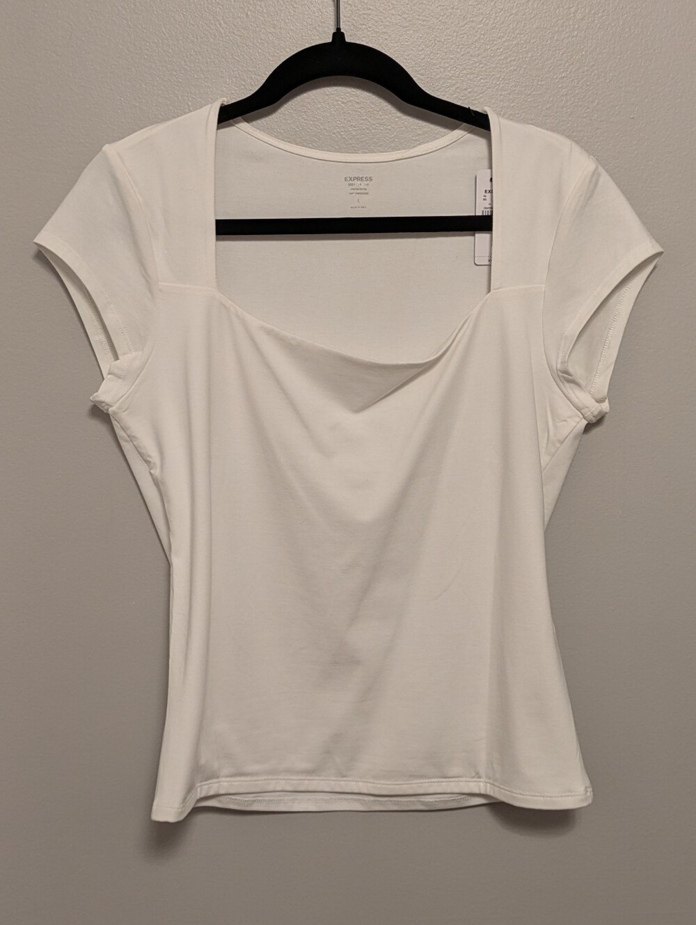 NWT Express Body Contour White Square Neck T Shirt